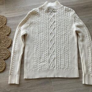 Chaps Vintage Women's Medium Cream Cable Knit Turtleneck Sweater Cozy Capsule